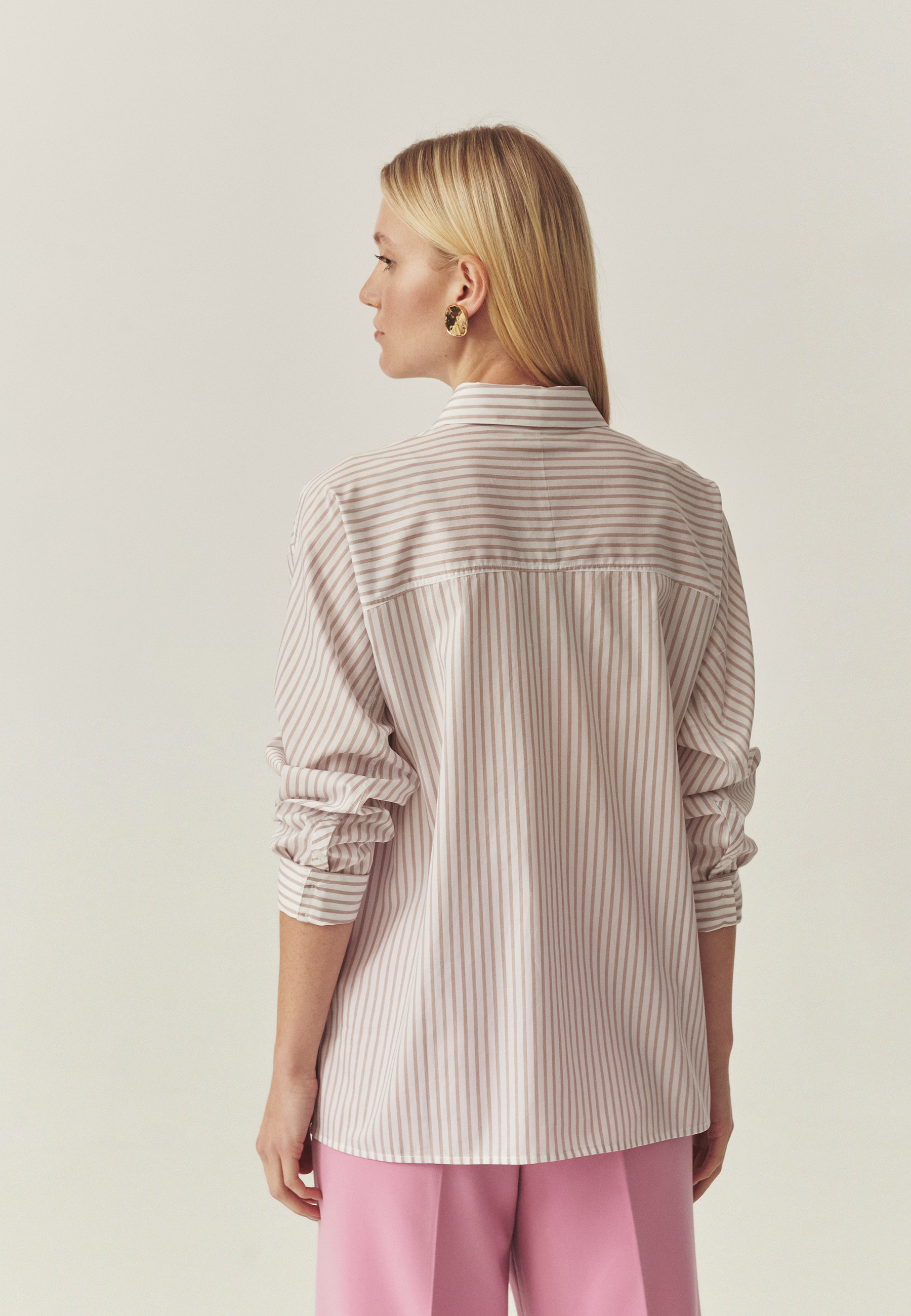 CĂMAȘĂ DIN BUMBAC, CU DUNGI — NAYA ECRU 2