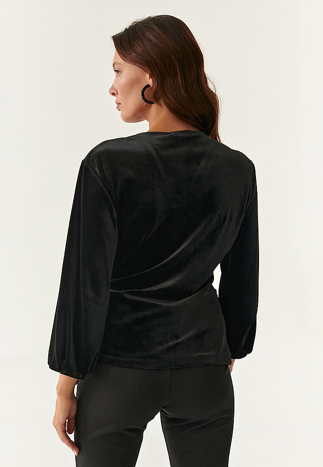 LADIES' VELVET WRAP BLOUSE VIVETI LADIES' VELVET WRAP BLOUSE VIVETI BLACK 2