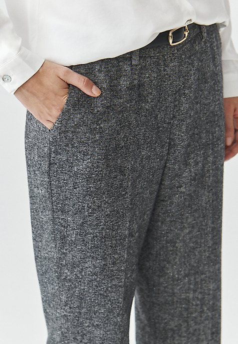 TKANINOWE SPODNIE DAMSKIE Z PODWINIĘTĄ NOGAWKĄ — ULIXO MULTIKOLOR 2