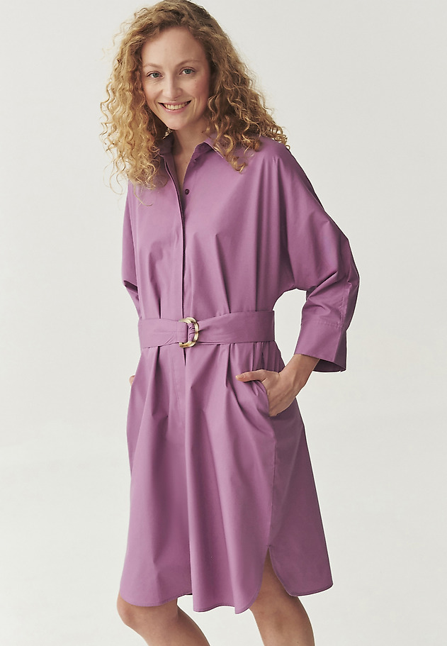 COTTON SHIRT DRESS - ALTEA COTTON SHIRT DRESS - ALTEA FIOLETOWY 1