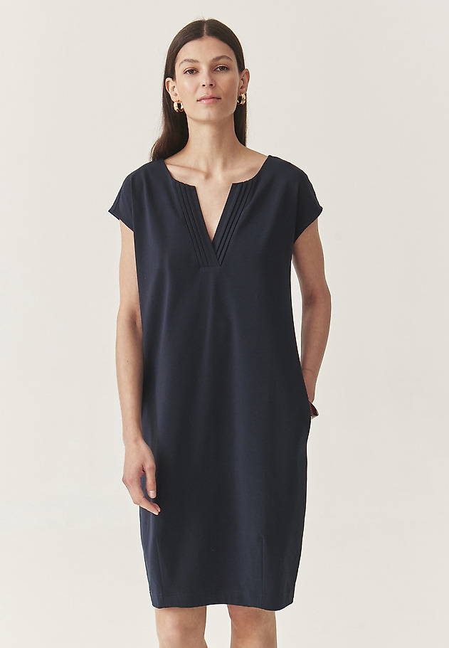 LOOSE-FITTING DRESS WITH COTTON - EZIMI color NAVY BLUE LOOSE-FITTING DRESS WITH COTTON - EZIMI color NAVY BLUE