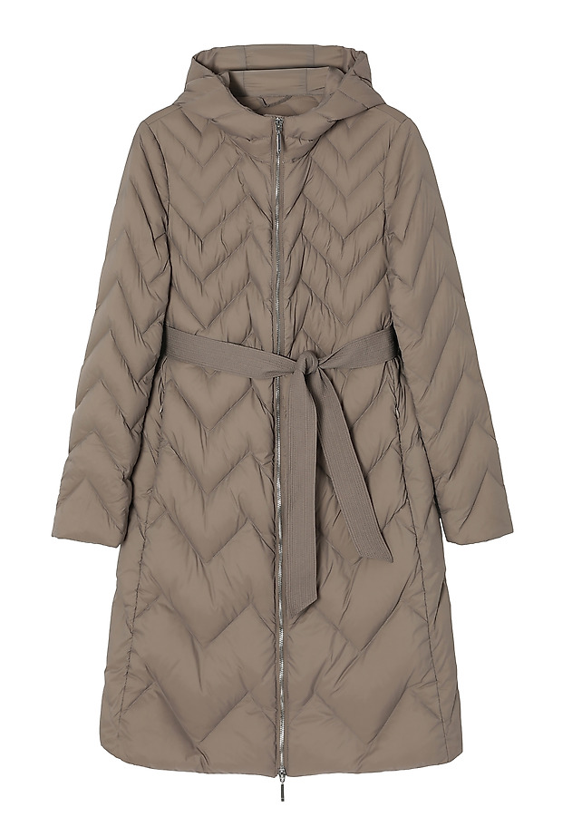 LADIES' PUFF COAT WITH HOOD AND TIE BELT - GAMI LADIES' PUFF COAT WITH HOOD AND TIE BELT - GAMI BEŻOWY 6