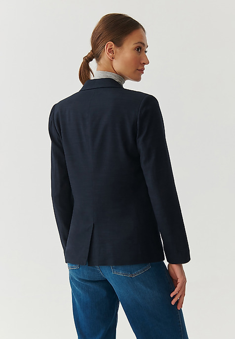 TKANINOWY ŻAKIET JEDNORZĘDOWY Z PODSZEWKĄ - AMALFINA GRANATOWY 2