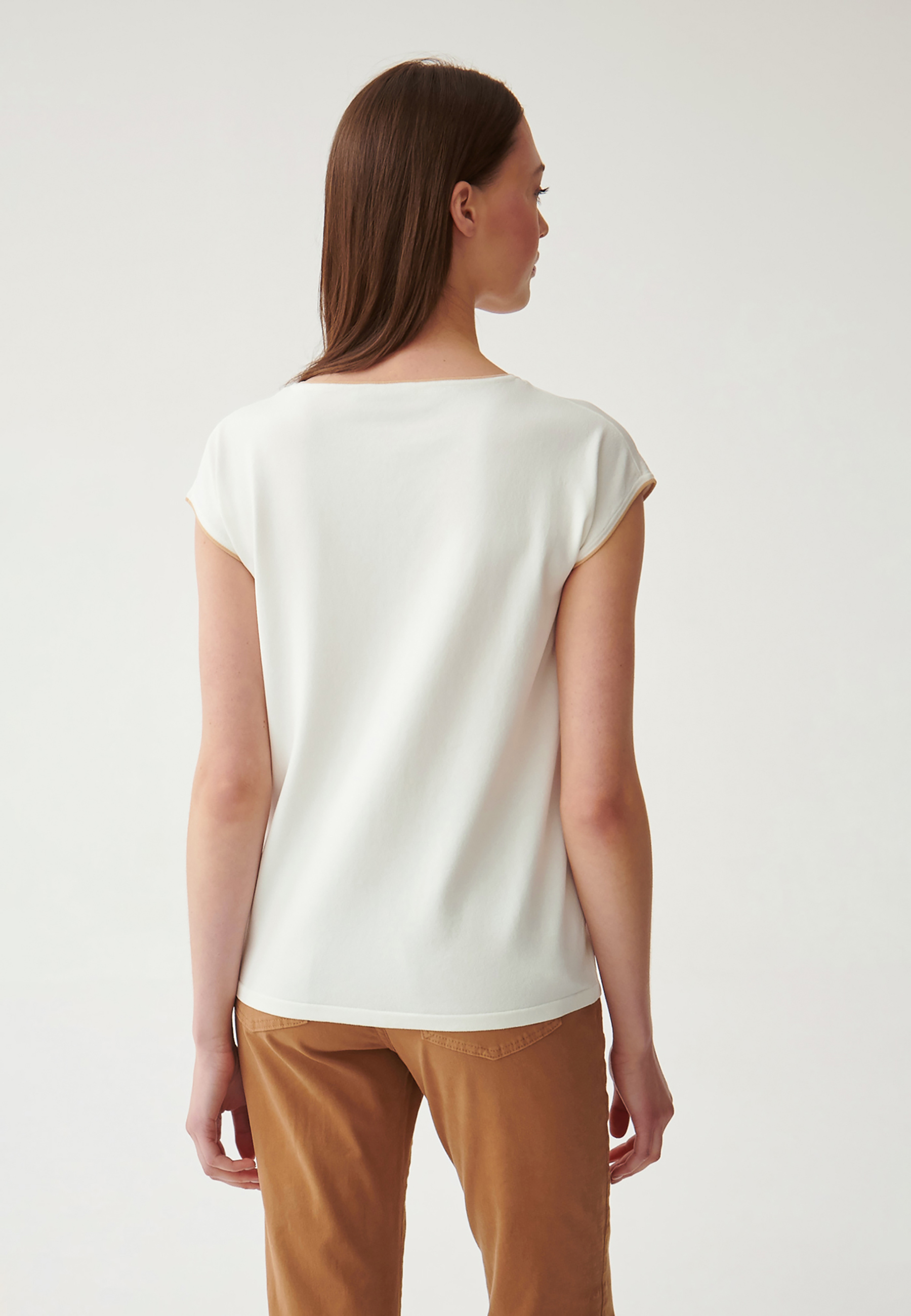 BLUZĂ DE DAMĂ, TRICOTATĂ, CU MÂNECI SCURTE ESTE ECRU 2