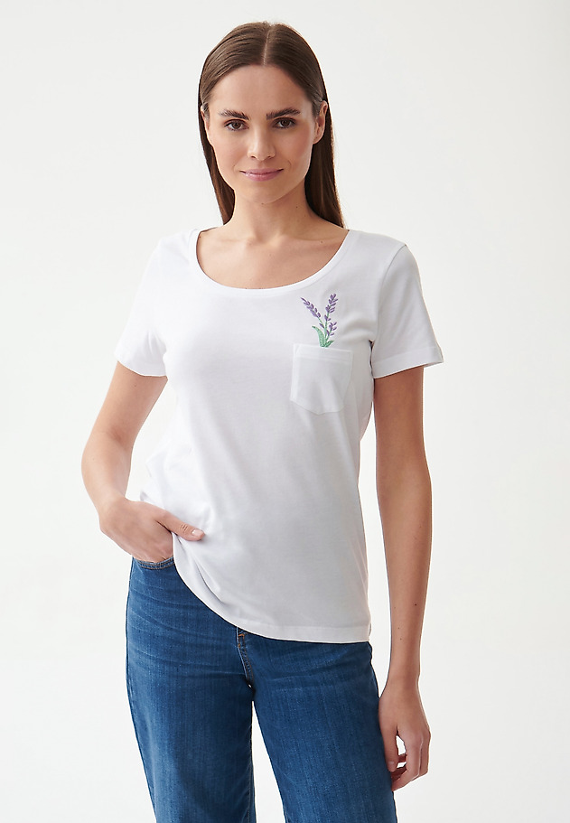 T-SHIRT DAMSKI Z KIESZONKĄ I HAFTEM STENA T-SHIRT DAMSKI Z KIESZONKĄ I HAFTEM STENA BIAŁY 1