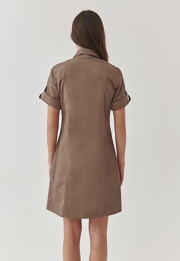 PLÁTĚNÉ KOŠILOVÉ ŠATY S VYHRNOVACÍMI RUKÁVY - SAPRITI PLÁTĚNÉ KOŠILOVÉ ŠATY S VYHRNOVACÍMI RUKÁVY - SAPRITI KHAKI 3