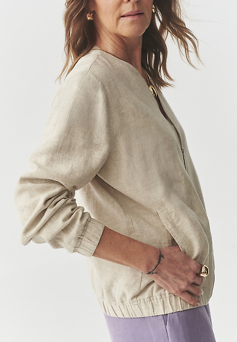 WOVEN FLAY-COTTON BOMBER — ETIA BEIGE 2