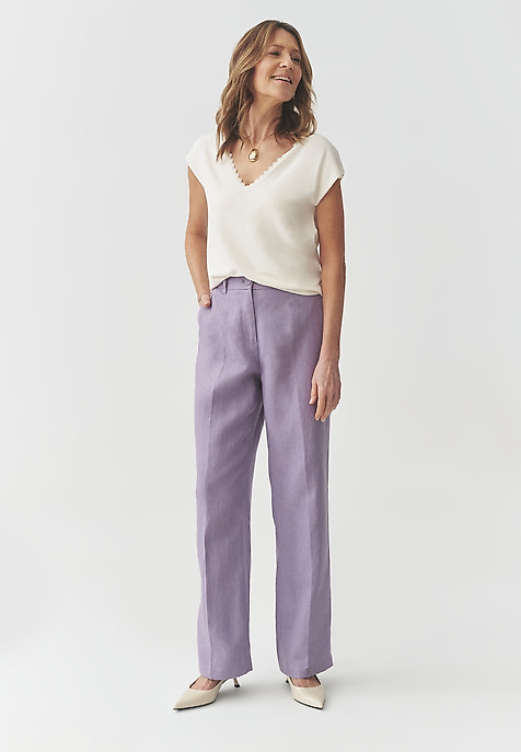 LNIANE SPODNIE Z SZEROKĄ NOGAWKĄ — LANTO 1 LNIANE SPODNIE Z SZEROKĄ NOGAWKĄ — LANTO 1