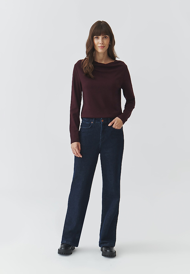 KNITTED BLOUSE WITH A WATERFALL NECKLINE — RITA KNITTED BLOUSE WITH A WATERFALL NECKLINE — RITA PURPLE 2