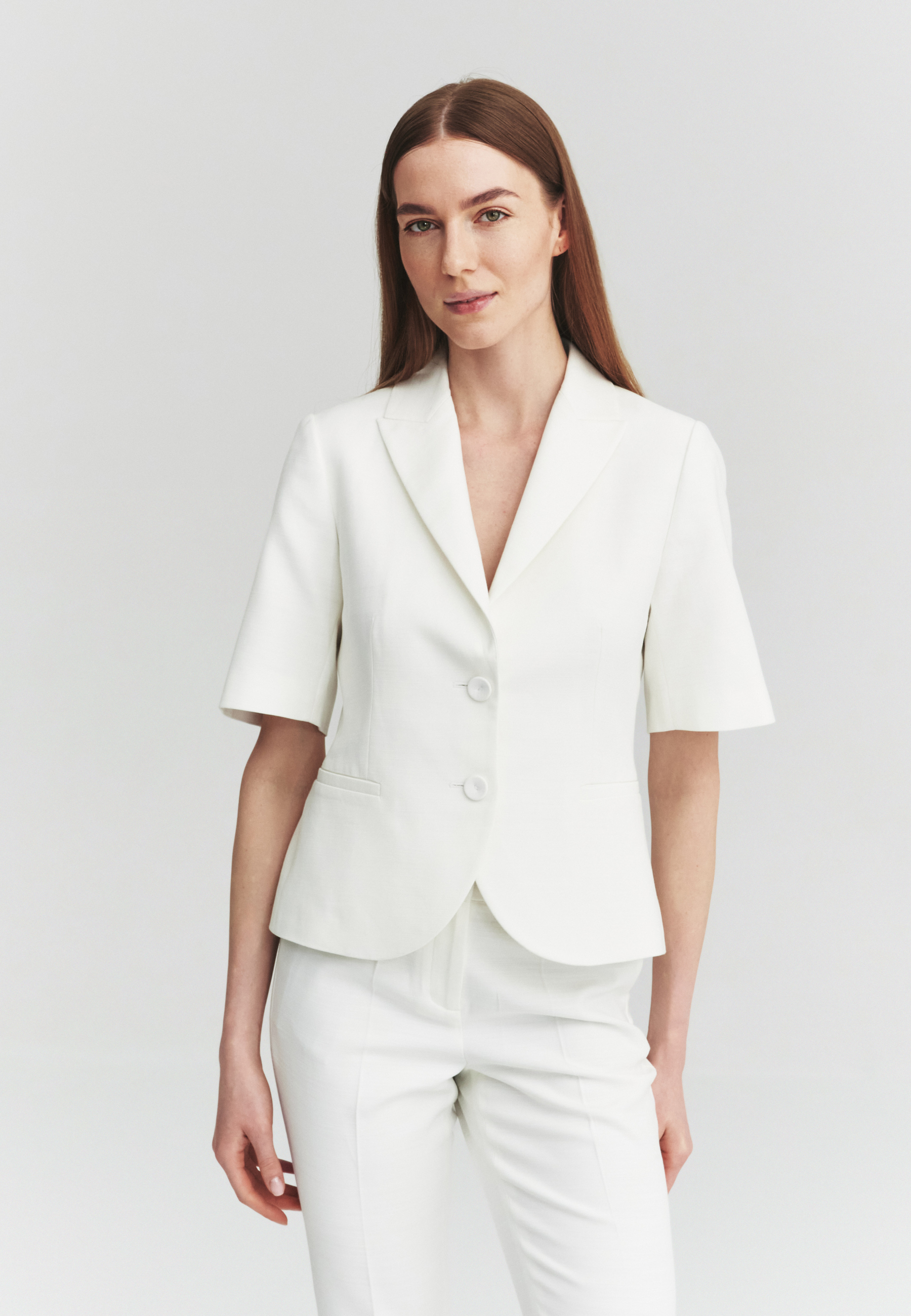 BIAŁY ŻAKIET Z BAWEŁNĄ - SELENI BIAŁY 2