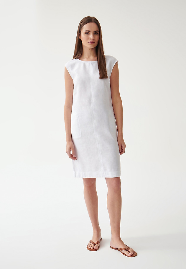 LADIES' LINEN DRESS WITH POCKETS SONATKO 1 LADIES' LINEN DRESS WITH POCKETS SONATKO 1 BIAŁY 2