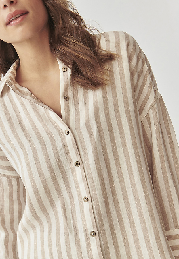 LADIES’ LINEN STRIPED BLOUSE - ANDRAGIA LADIES’ LINEN STRIPED BLOUSE - ANDRAGIA MULTIKOLOR 6