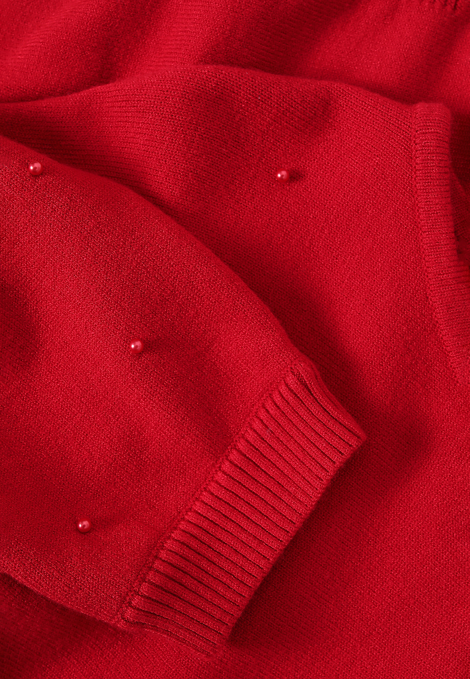 HÖLGYEK KARDIGÁN DÍSZGOLYÓKKAL — PERLO HÖLGYEK KARDIGÁN DÍSZGOLYÓKKAL — PERLO PIROS 102842