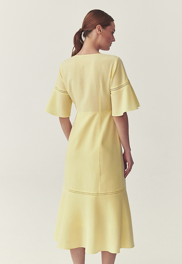 BUTTER-COLOURED LINEN DRESS - BUSSA color YELLOW BUTTER-COLOURED LINEN DRESS - BUSSA color YELLOW