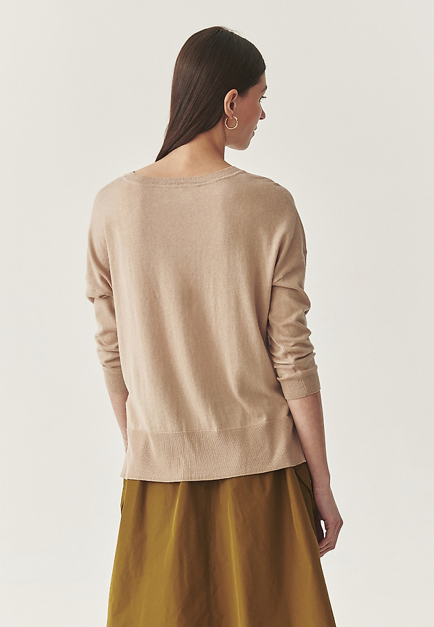 STYLOWY SWETER Z BAWEŁNĄ - NALA STYLOWY SWETER Z BAWEŁNĄ - NALA BEŻOWY 3