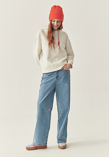 DŽÍNOVÉ KALHOTY WIDE LEG S VÝŠIVKOU – LAKSIMO DŽÍNOVÉ KALHOTY WIDE LEG S VÝŠIVKOU – LAKSIMO