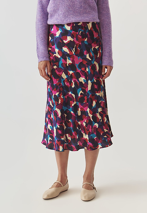 PATTERNED SKIRT MADE OF SATIN FABRIC - SATINI 7 MULTICOLOR 2