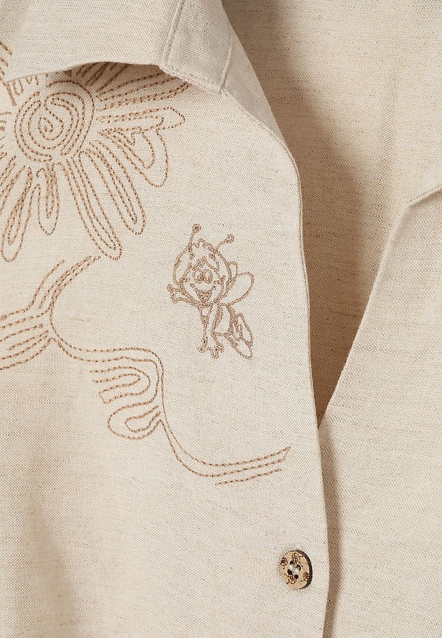 MIDI SCHMISSERIE DRESS IN LINEN AND VISCOSE - RONNA 1 MIDI SCHMISSERIE DRESS IN LINEN AND VISCOSE - RONNA 1 BEIGE 7