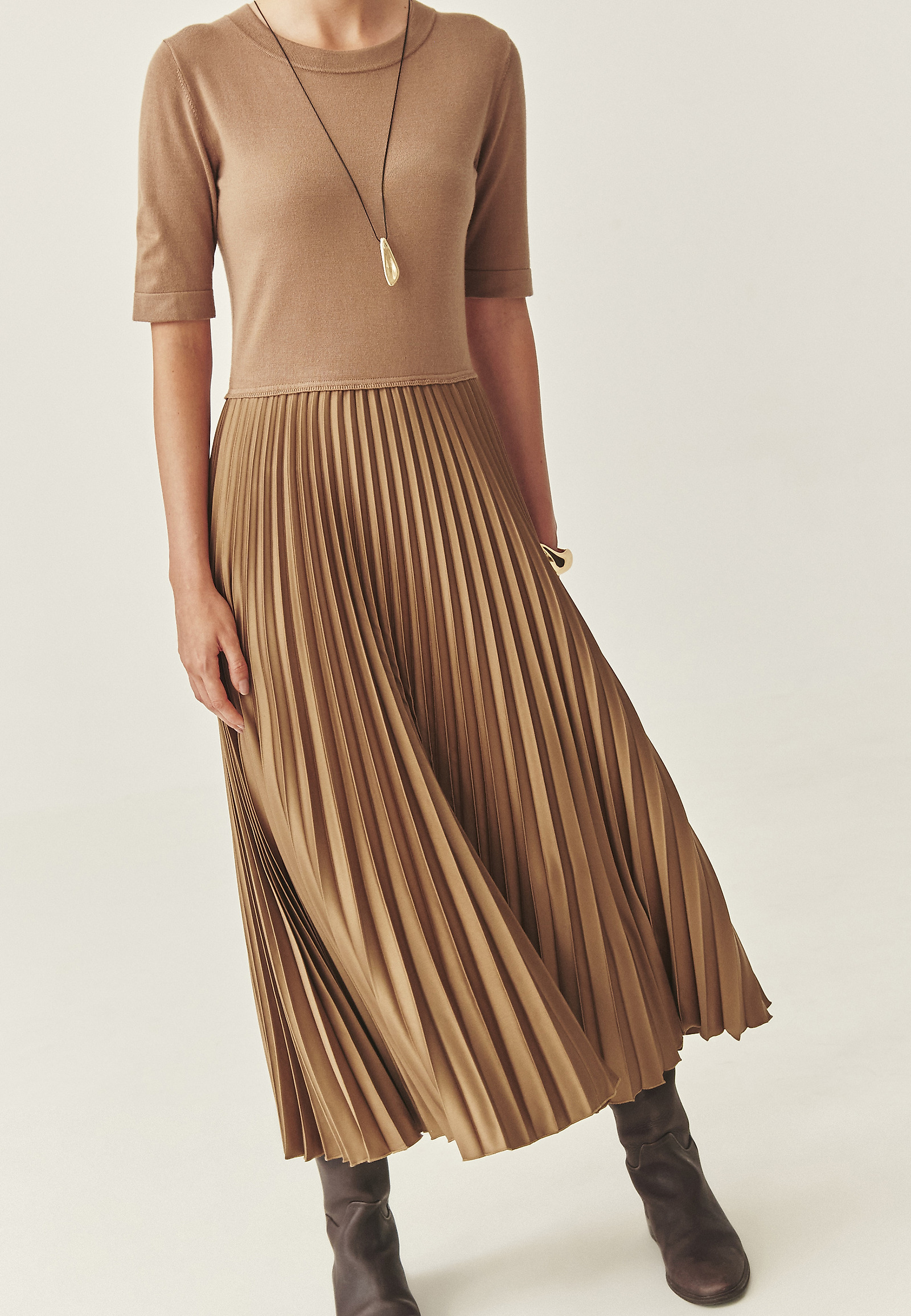 PLEATED MIDI DRESS - MARIGENTA PLEATED MIDI DRESS - MARIGENTA BEIGE 116272