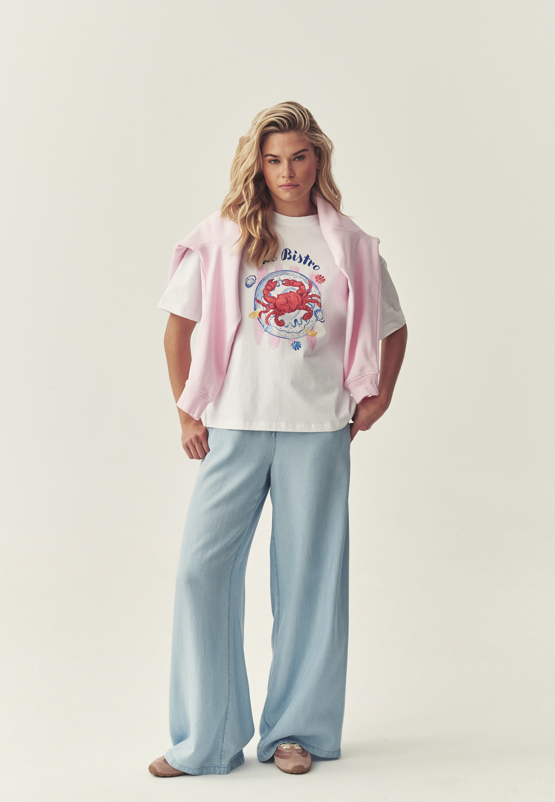 LEKKIE SPODNIE Z SZEROKĄ NOGAWKĄ - CALMAR