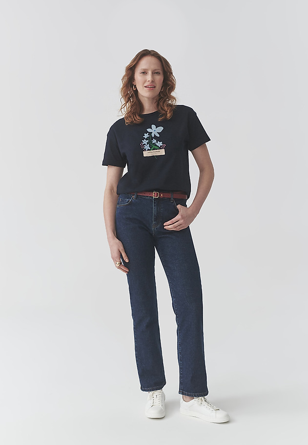 TRICOU DIN BUMBAC, CU IMPRIMEU FLORAL — MALATI TRICOU DIN BUMBAC, CU IMPRIMEU FLORAL — MALATI BLEUMARIN 2