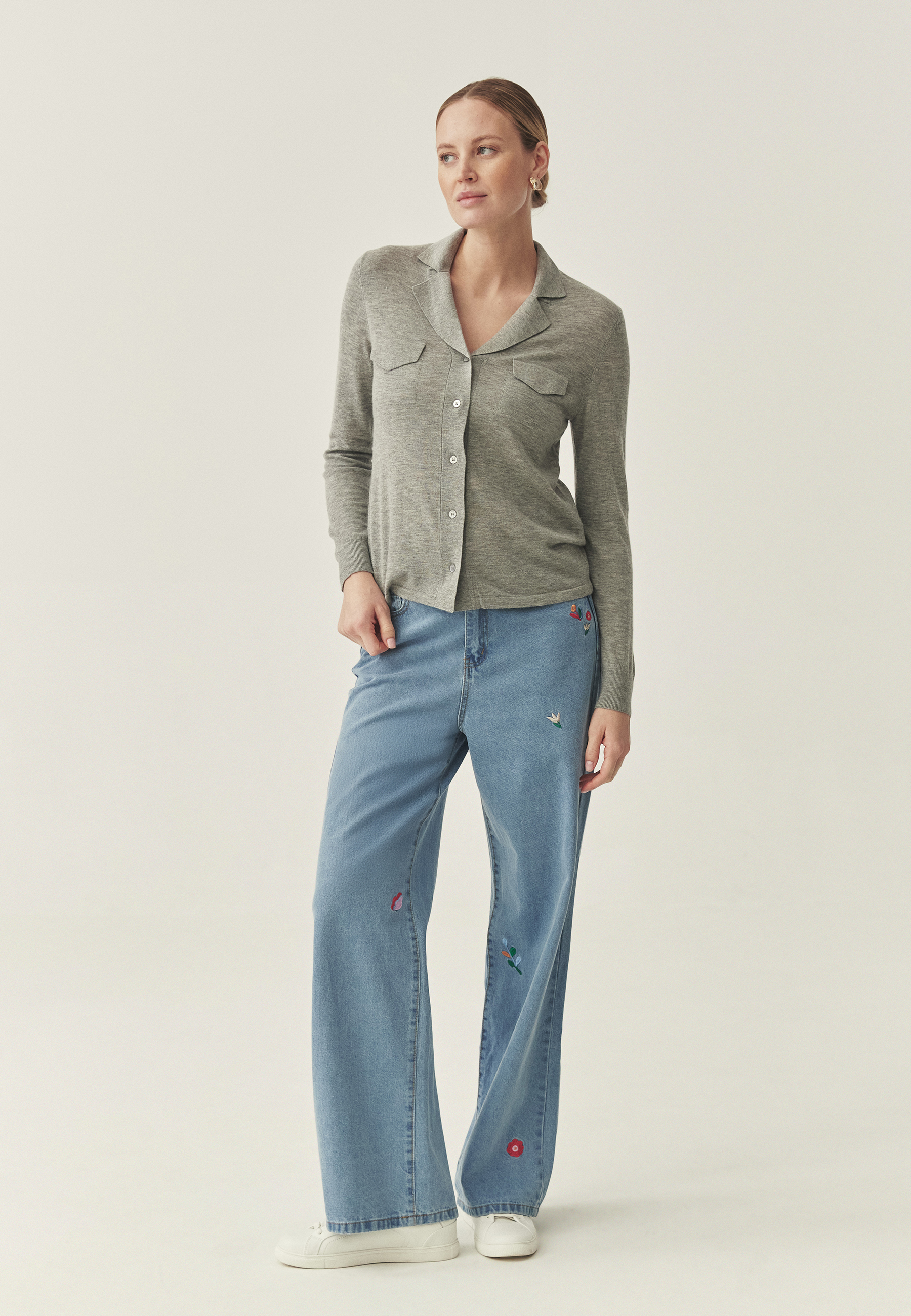 KLASIČNA SRAJCA IZ VOLNENE MEŠANICE -YOSHI SIVA 2