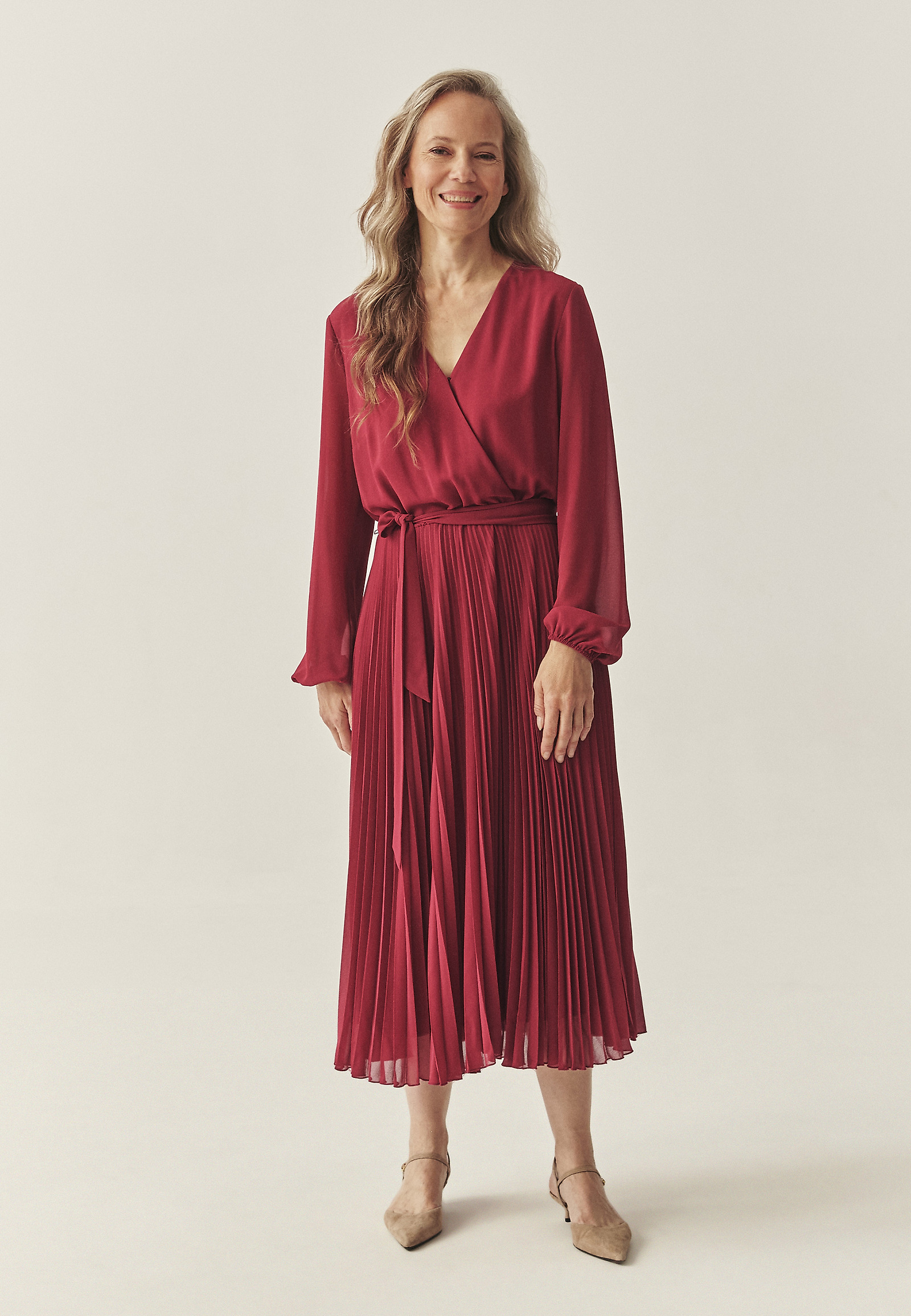 PLEATED MIDI DRESS - IDA 1 PLEATED MIDI DRESS - IDA 1 RED 117587