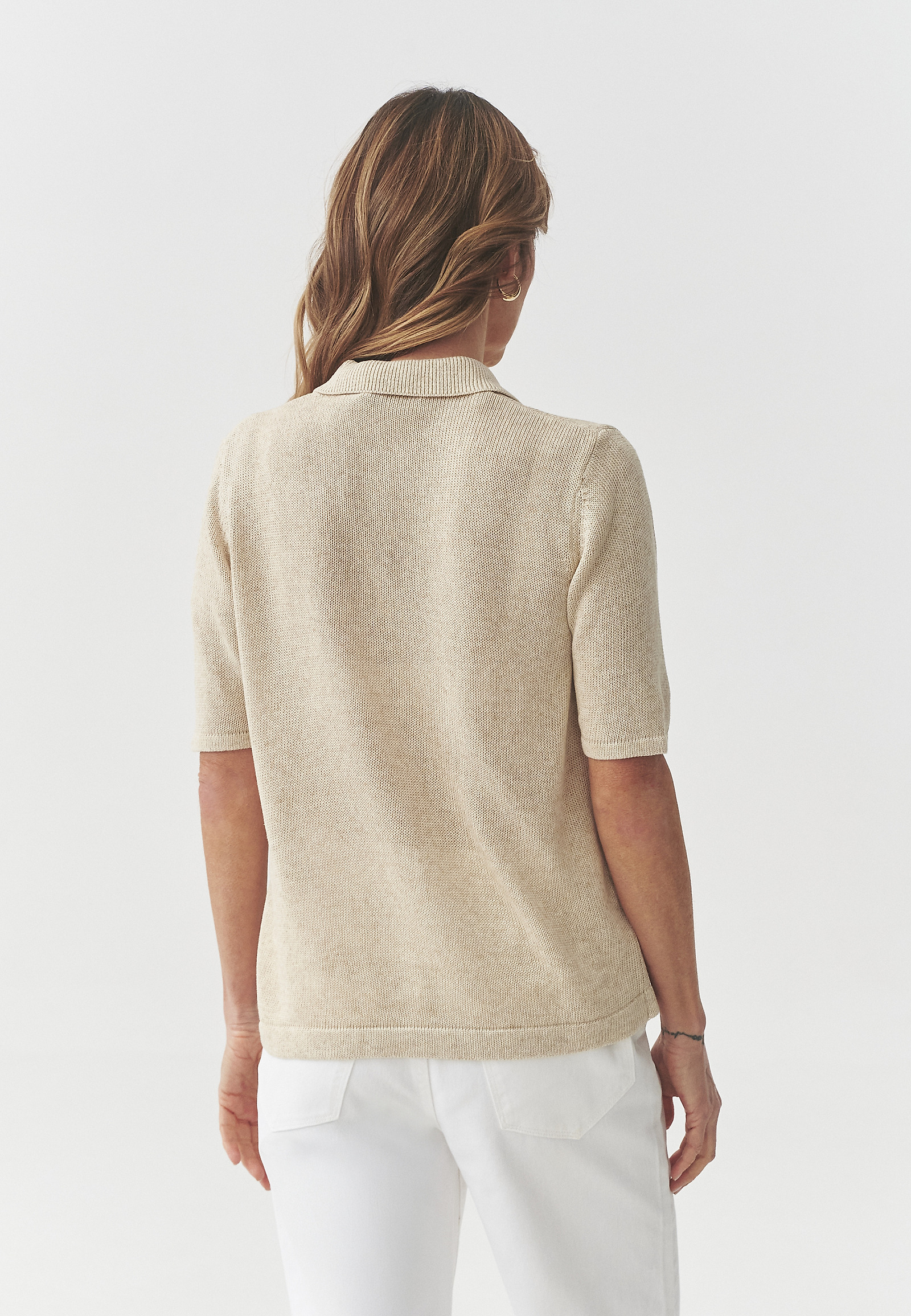 KNITTED BLOUSE WITH LYOCELL AND LINEN — HILDA KNITTED BLOUSE WITH LYOCELL AND LINEN — HILDA BEIGE 105444