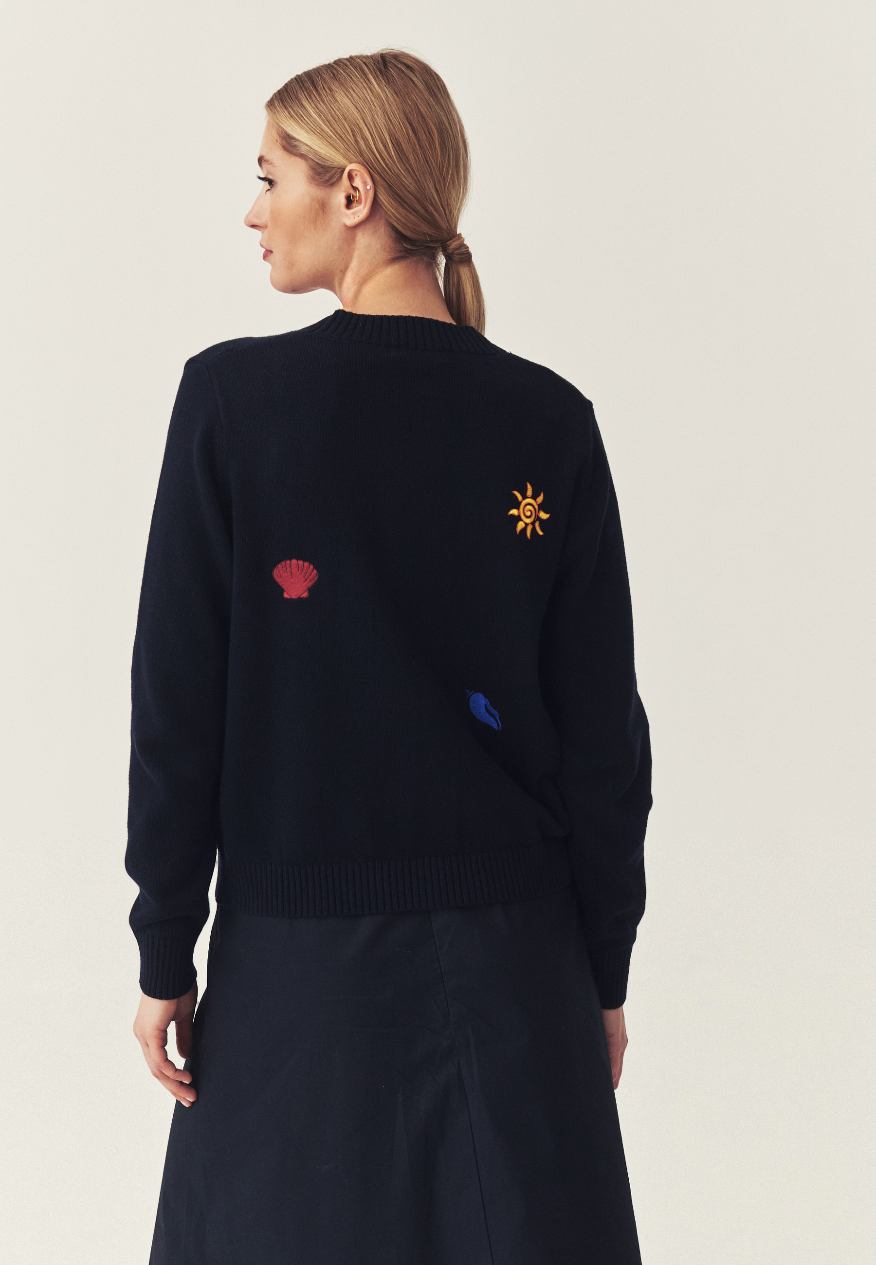 HAFTOWANY KARDIGAN Z BAWEŁNY - TEDA GRANATOWY 2