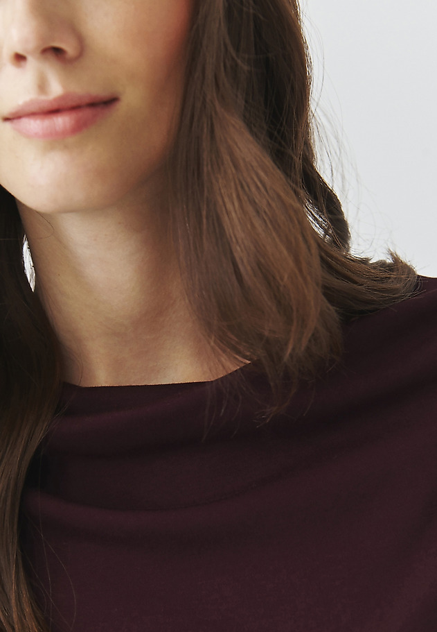 KNITTED BLOUSE WITH A WATERFALL NECKLINE — RITA KNITTED BLOUSE WITH A WATERFALL NECKLINE — RITA PURPLE 5