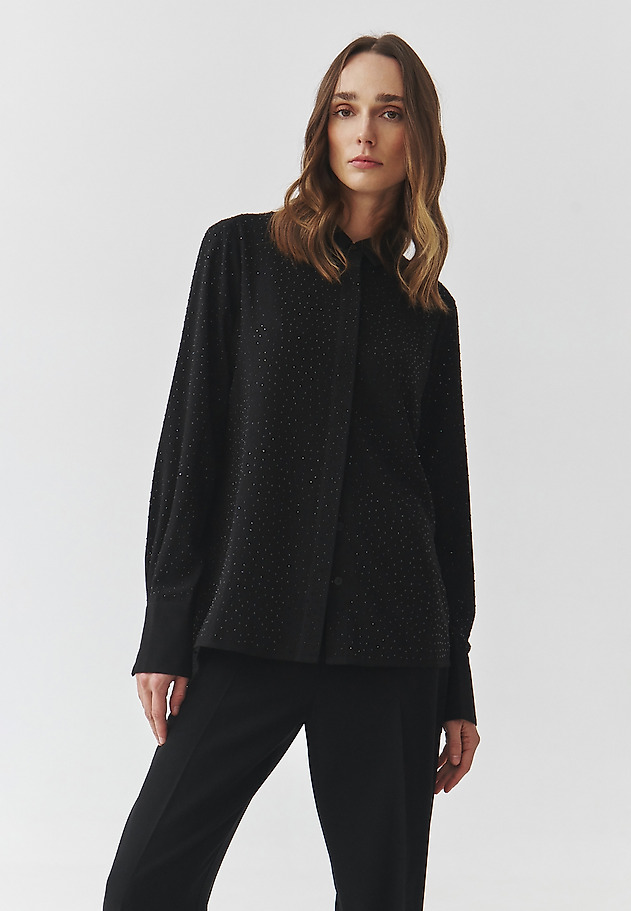 LADIES' WOVEN SHIRT WITH SEQUINS — PATTI LADIES' WOVEN SHIRT WITH SEQUINS — PATTI CZARNY 1