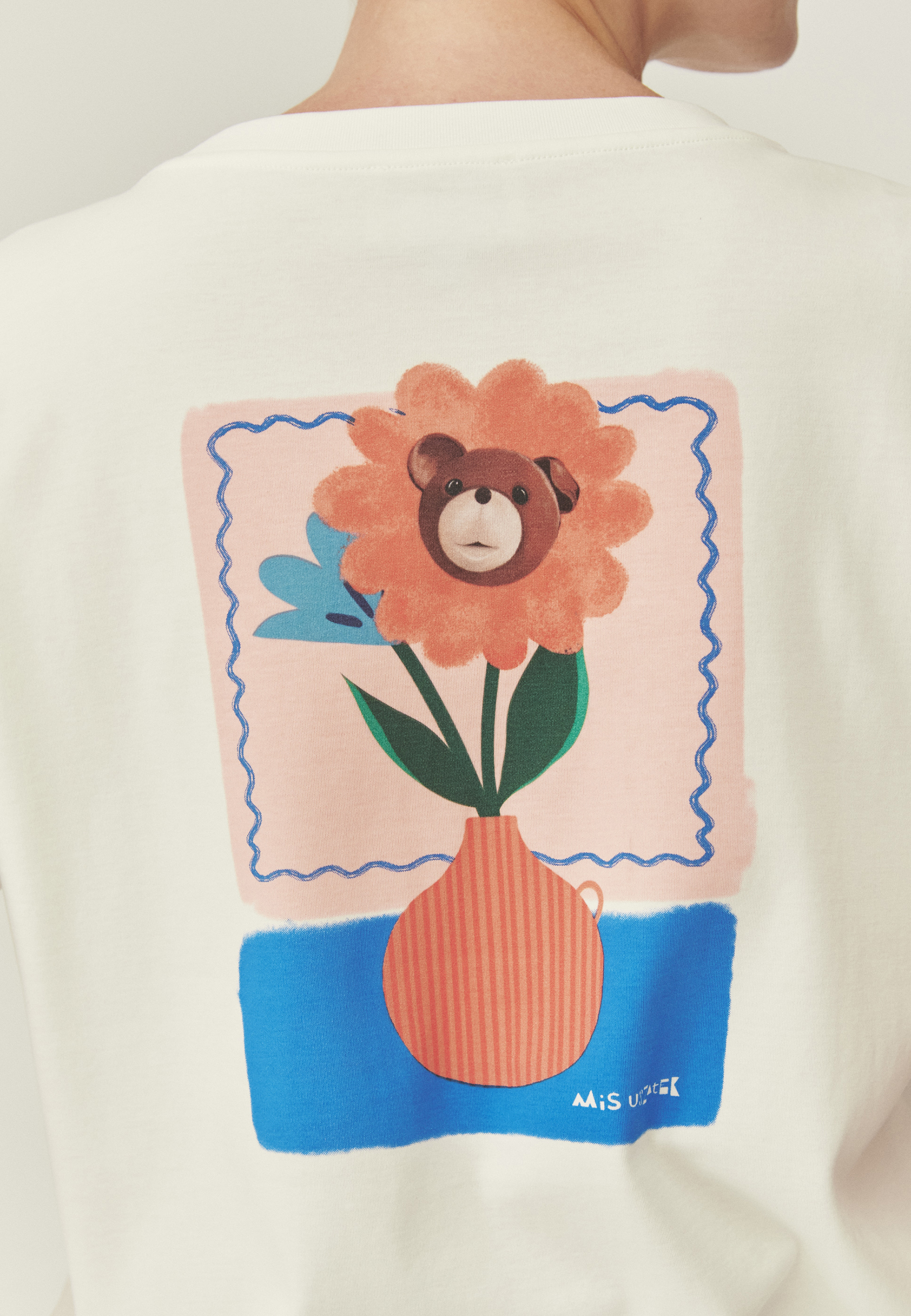 BAWEŁNIANY T-SHIRT Z AUTORSKIMI HAFTAMI - VILO 2 ECRU 2