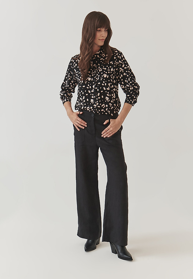BREATHABLE LADIES’ LINEN PANTS - TORKO BREATHABLE LADIES’ LINEN PANTS - TORKO CZARNY 1