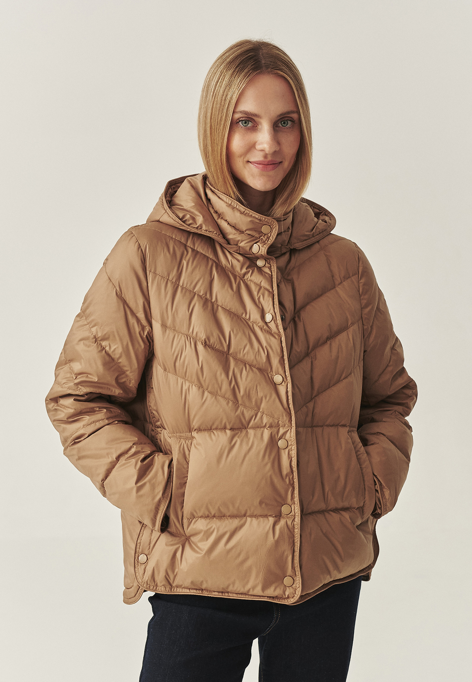 PUCHOWA KURTKA Z KAPTUREM - SAMORI PUCHOWA KURTKA Z KAPTUREM - SAMORI BEŻOWY 114972