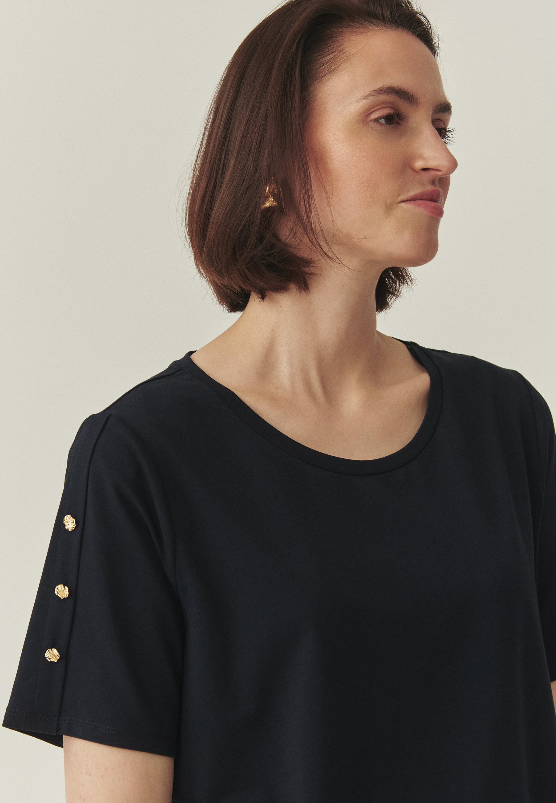 DZIANINOWA BLUZKA Z MODALEM - VIRI GRANATOWY 2