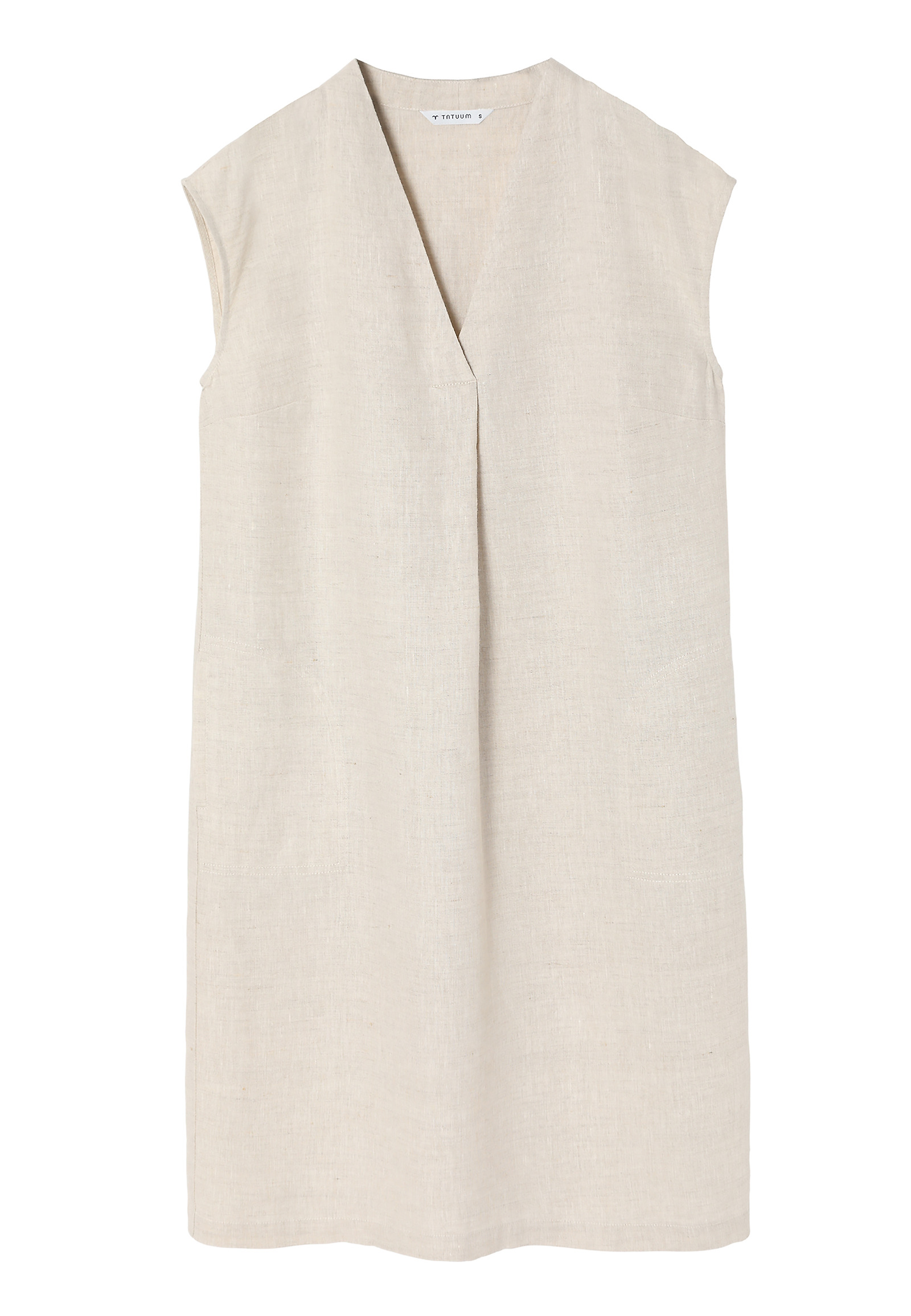 LADIES’ LINEN DRESS WITH A DECORATIVE FLAP - AWITALIA 1 LADIES’ LINEN DRESS WITH A DECORATIVE FLAP - AWITALIA 1 BEIGE 97393