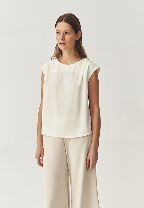 WOVEN BLOUSE WITH A CREASE — CALIMA ECRU 2