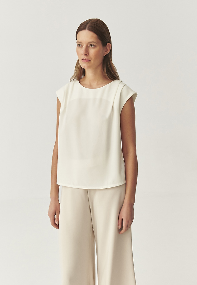 WOVEN BLOUSE WITH A CREASE — CALIMA WOVEN BLOUSE WITH A CREASE — CALIMA ECRU 1