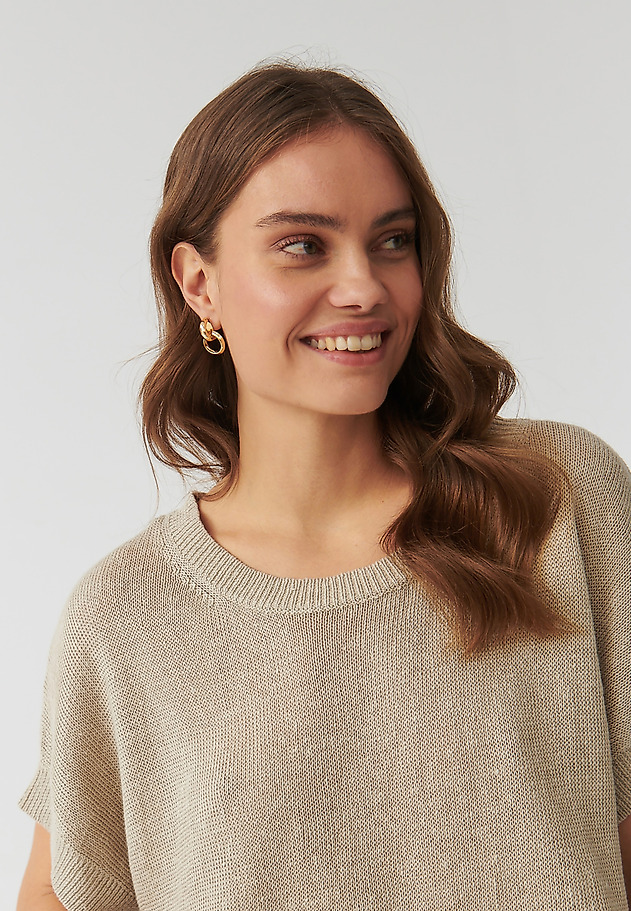 LADIES’ LINEN SWEATER WITH SHORT KIMONO SLEEVES - LIMIKO LADIES’ LINEN SWEATER WITH SHORT KIMONO SLEEVES - LIMIKO BEIGE 5