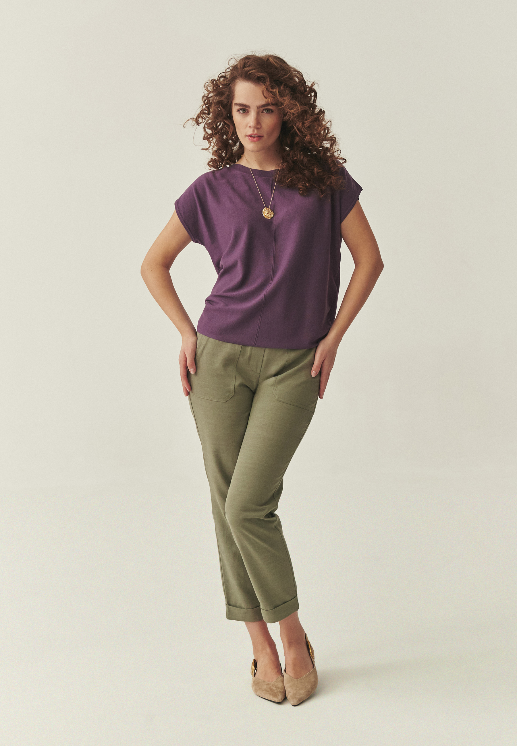 DZIANINOWA BLUZKA Z WISKOZĄ LENZING™ ECOVERO™ - IVENI FIOLETOWY 2