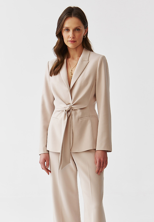 ELEGANT LADIES’ JACKET WITH MODERN BELT - KOALA ELEGANT LADIES’ JACKET WITH MODERN BELT - KOALA BEIGE 1