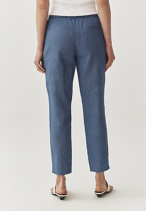 LADIES’ LINEN TROUSERS IN LIGHT DOTS PATTERN - MILONI BLUE 2