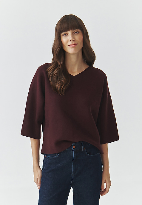 LADIES' JUMPER WITH WIDE SLEEVES AND CREW NECKLINE — RAFIA PURPLE 2