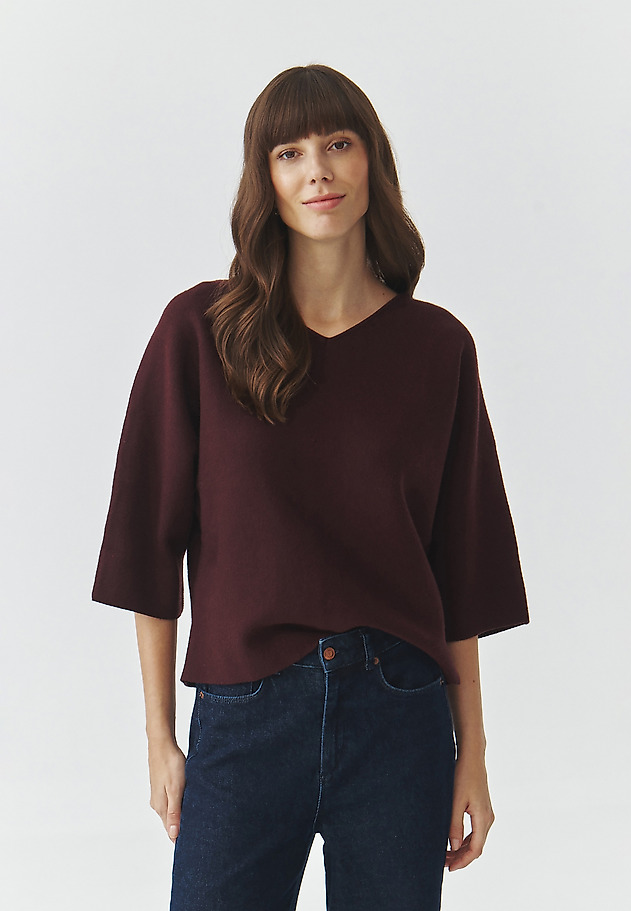 LADIES' JUMPER WITH WIDE SLEEVES AND CREW NECKLINE — RAFIA LADIES' JUMPER WITH WIDE SLEEVES AND CREW NECKLINE — RAFIA PURPLE 1