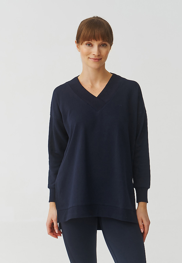 LADIES’ SWEATSHIRT WITH V-SHAPED NECKLINE - FILIPPA LADIES’ SWEATSHIRT WITH V-SHAPED NECKLINE - FILIPPA GRANATOWY 2