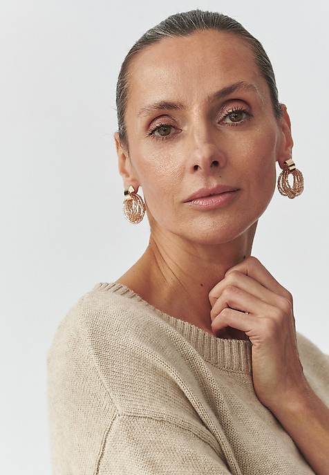 GLASS BEAD EARRINGS — NOMI BEIGE 2