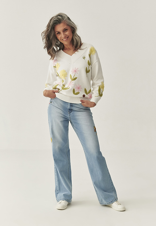 WZORZYSTY SWETER Z HAFTEM — MAYOLA WZORZYSTY SWETER Z HAFTEM — MAYOLA ECRU 8