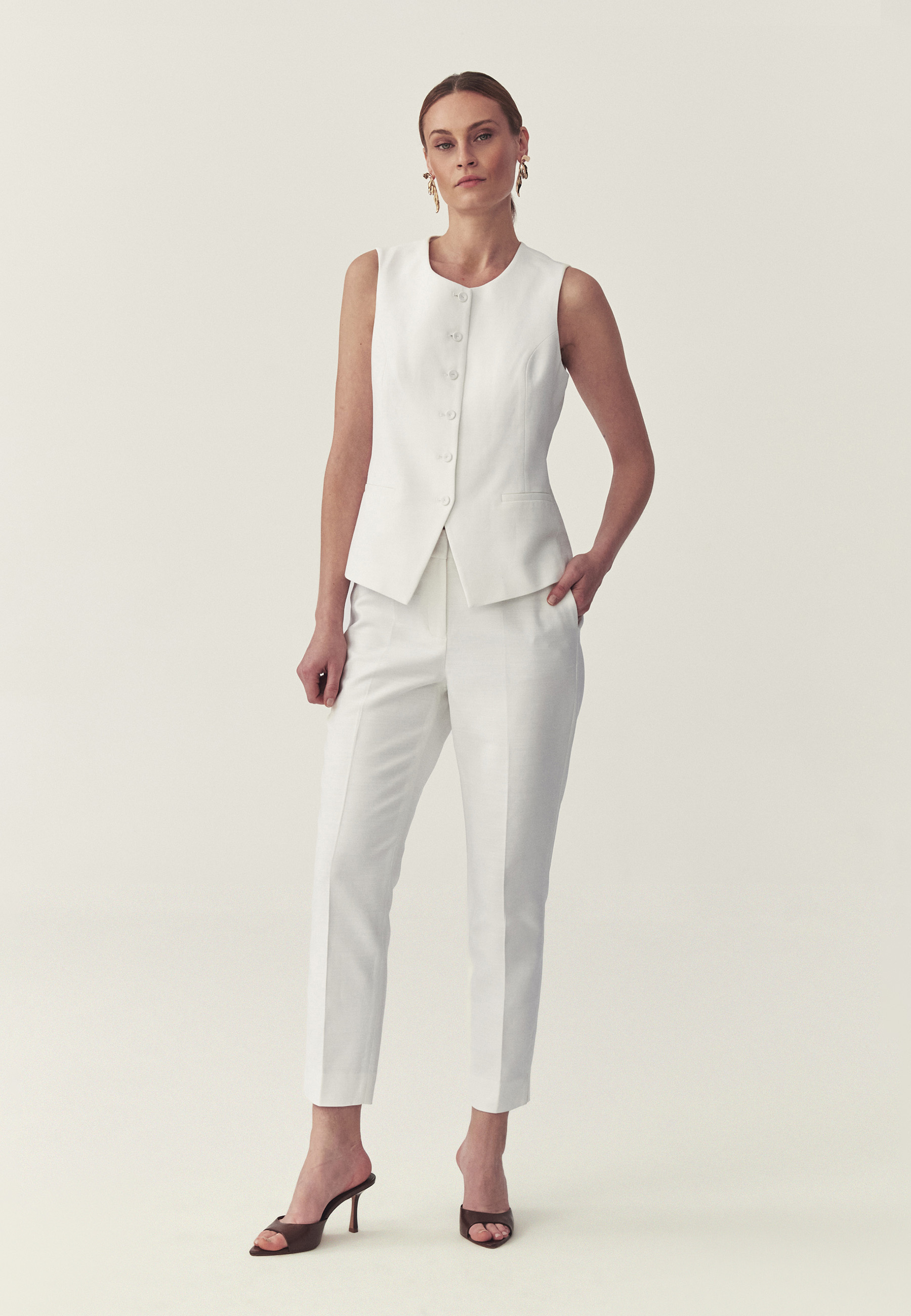 TKANINOWA KAMIZELKA DAMSKA - LANARE BIAŁY 2