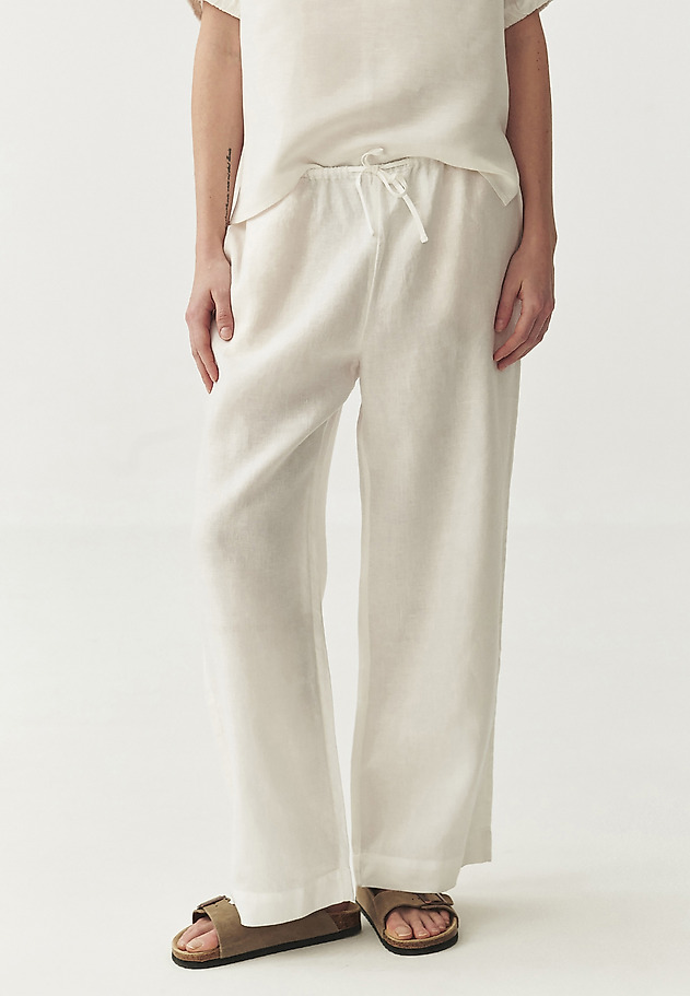 LINEN TROUSERS WITH WIDE LEG - CANELA LINEN TROUSERS WITH WIDE LEG - CANELA ECRU 2