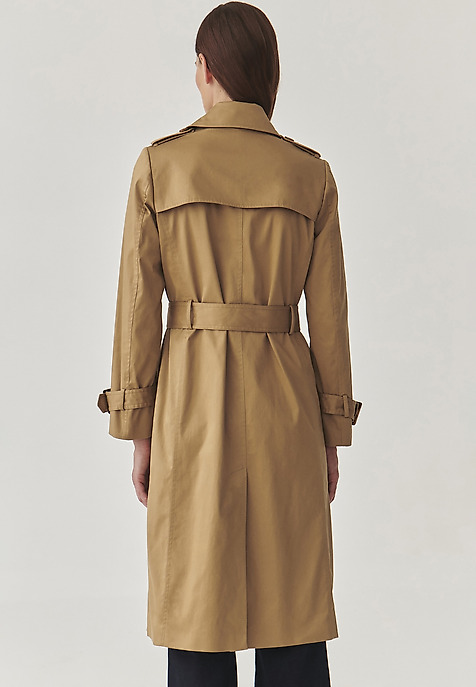 PONADCZASOWY TKANINOWY PŁASZCZ DAMSKI TYPU TRENCZ - MONA BEŻOWY 2